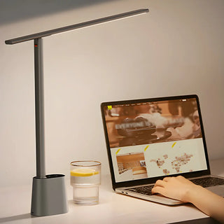 Minimalist White LED Linear Metal Bedroom Table Lamp Zawala Image - 3