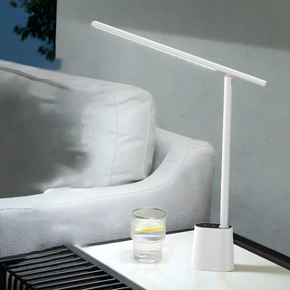 Minimalist White LED Linear Metal Bedroom Table Lamp Zawala Image - 9