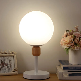 Modern Minimalist White Glass Globe Bedside Table Lamp Zawala Image - 1