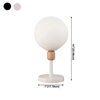 Modern Minimalist White Glass Globe Bedside Table Lamp Zawala #size