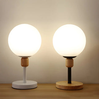Modern Minimalist White Glass Globe Bedside Table Lamp Zawala Image - 2