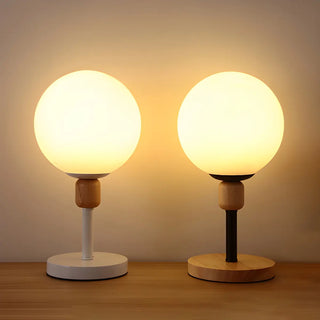 Modern Minimalist White Glass Globe Bedside Table Lamp Zawala Image - 3