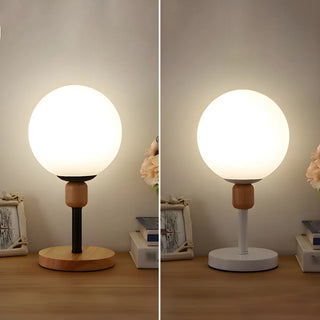 Modern Minimalist White Glass Globe Bedside Table Lamp Zawala Image - 4