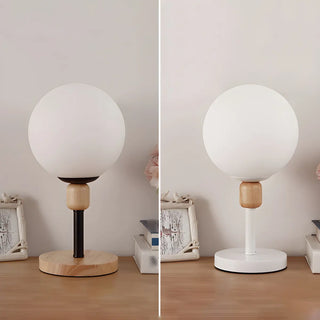 Modern Minimalist White Glass Globe Bedside Table Lamp Zawala Image - 5