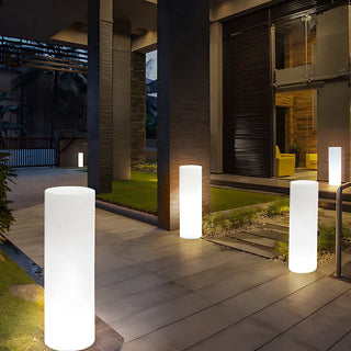 Simple White Cylindrical Floor Lamp Landscape Lighting Zawala Image - 1