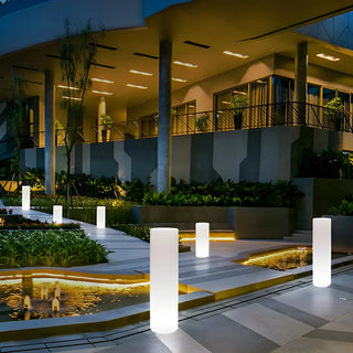 Simple White Cylindrical Floor Lamp Landscape Lighting Zawala Image - 2