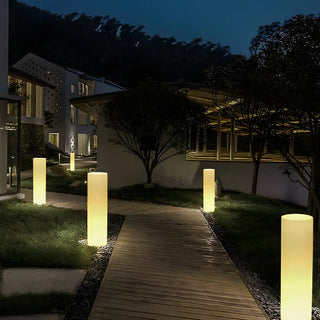 Simple White Cylindrical Floor Lamp Landscape Lighting Zawala Image - 3