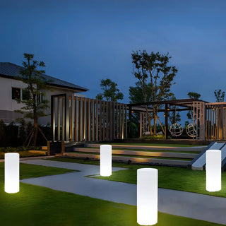 Simple White Cylindrical Floor Lamp Landscape Lighting Zawala Image - 8