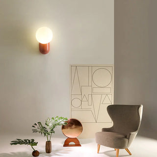 Modern Minimalist White Globe Resin LED Wall Light Zawala Image - 10