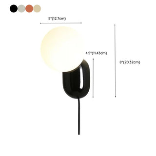 Modern Minimalist White Globe Resin LED Wall Light Zawala #size