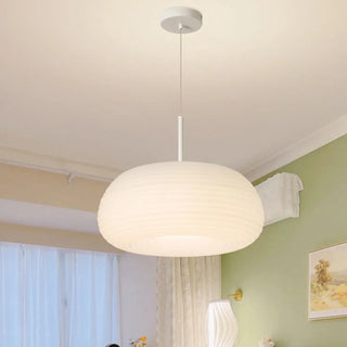 ZOWALA - Minimalist Modern LED White Resin Drum Pendant Light Image - 1