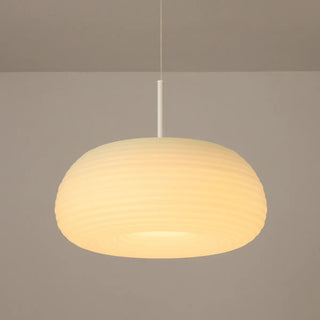 ZOWALA - Minimalist Modern LED White Resin Drum Pendant Light Image - 10