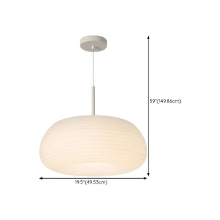ZOWALA - Minimalist Modern LED White Resin Drum Pendant Light Image - 16