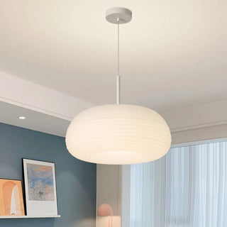 ZOWALA - Minimalist Modern LED White Resin Drum Pendant Light Image - 2