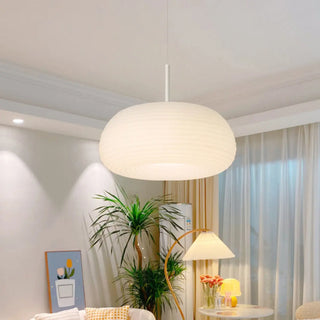 ZOWALA - Minimalist Modern LED White Resin Drum Pendant Light Image - 3