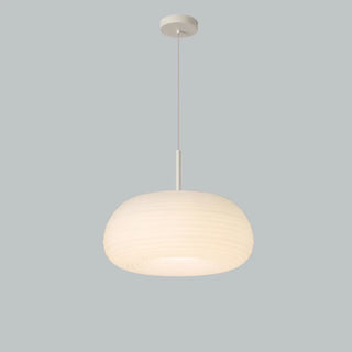 ZOWALA - Minimalist Modern LED White Resin Drum Pendant Light Image - 4
