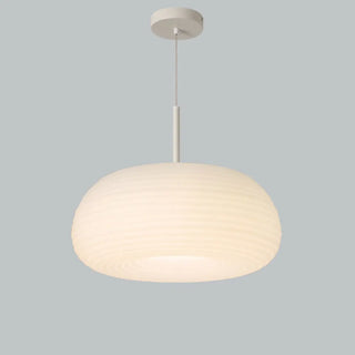 ZOWALA - Minimalist Modern LED White Resin Drum Pendant Light Image - 6