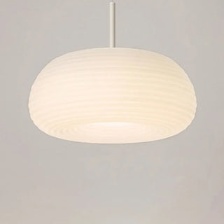 ZOWALA - Minimalist Modern LED White Resin Drum Pendant Light Image - 7
