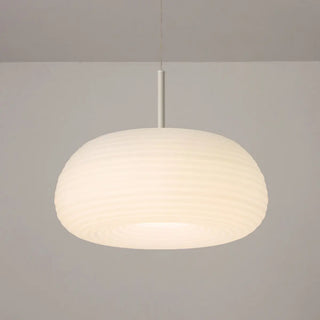 ZOWALA - Minimalist Modern LED White Resin Drum Pendant Light Image - 9