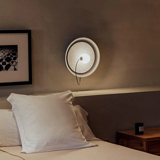 Minimalist White Shade Round Metal LED Wall Sconce Zawala Image - 3