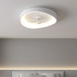 Minimalist White Round Flush Mount Ceiling Fan Light Zawala Image - 1