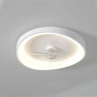 Minimalist White Round Flush Mount Ceiling Fan Light Zawala Image - 10