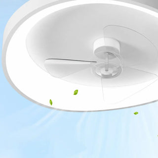 Minimalist White Round Flush Mount Ceiling Fan Light Zawala Image - 12