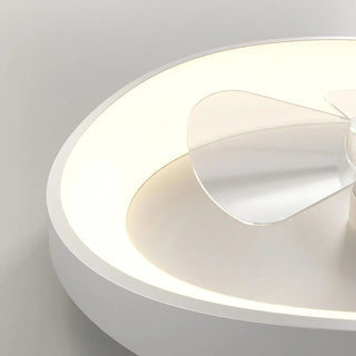 Minimalist White Round Flush Mount Ceiling Fan Light Zawala Image - 13