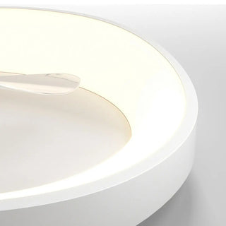 Minimalist White Round Flush Mount Ceiling Fan Light Zawala Image - 14