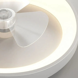 Minimalist White Round Flush Mount Ceiling Fan Light Zawala Image - 15