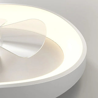 Minimalist White Round Flush Mount Ceiling Fan Light Zawala Image - 16