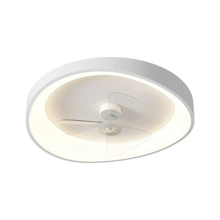 Minimalist White Round Flush Mount Ceiling Fan Light Zawala Image - 17