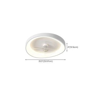 Minimalist White Round Flush Mount Ceiling Fan Light Zawala #size
