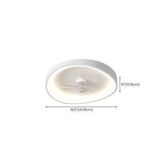 Minimalist White Round Flush Mount Ceiling Fan Light Zawala Image - 19