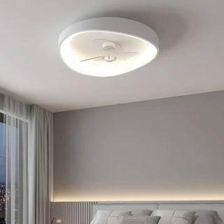 Minimalist White Round Flush Mount Ceiling Fan Light Zawala Image - 4