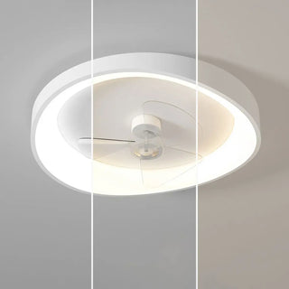 Minimalist White Round Flush Mount Ceiling Fan Light Zawala Image - 6