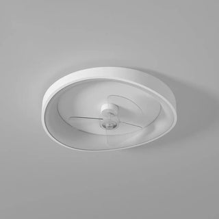 Minimalist White Round Flush Mount Ceiling Fan Light Zawala Image - 7
