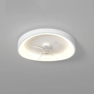 Minimalist White Round Flush Mount Ceiling Fan Light Zawala Image - 8