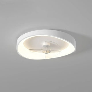 Minimalist White Round Flush Mount Ceiling Fan Light Zawala Image - 9