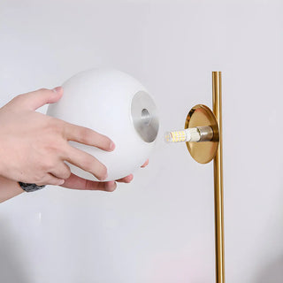Minimalist White Sphere Shade Marble Base Table Lamp Zawala Image - 10