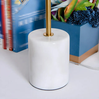 Minimalist White Sphere Shade Marble Base Table Lamp Zawala Image - 12