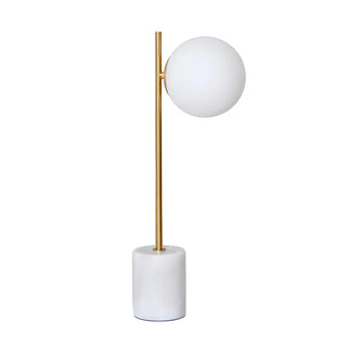 Minimalist White Sphere Shade Marble Base Table Lamp Zawala Image - 13