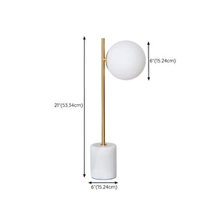 Minimalist White Sphere Shade Marble Base Table Lamp Zawala #size