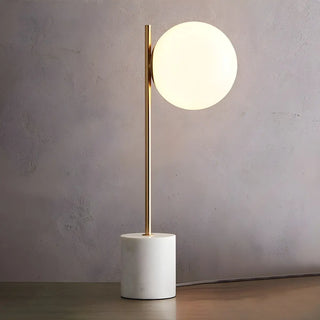 Minimalist White Sphere Shade Marble Base Table Lamp Zawala Image - 6