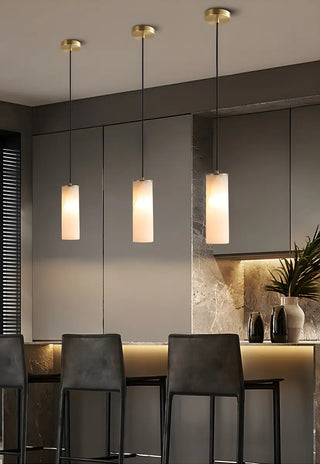 ZOWALA - Modern Minimalist Stone Cylinder Pendant Light Image - 1