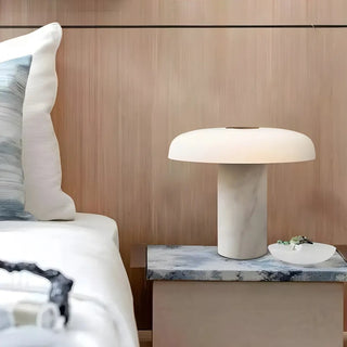 Minimalist Mushroom Black Marble Bedroom Table Lamp Zawala Image - 1