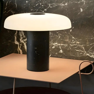 Minimalist Mushroom Black Marble Bedroom Table Lamp Zawala Image - 2
