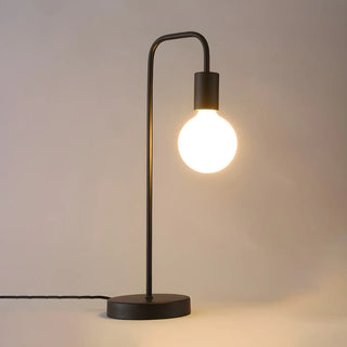 Minimalist Globe Shade Wood Base Black Metal Table Lamp Zawala Image - 10