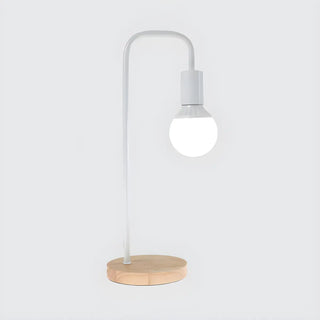 Minimalist Globe Shade Wood Base Black Metal Table Lamp Zawala Image - 11