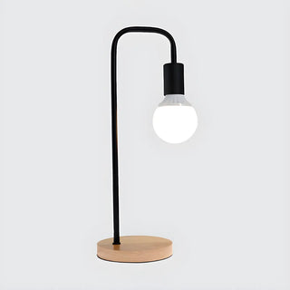 Minimalist Globe Shade Wood Base Black Metal Table Lamp Zawala Image - 12